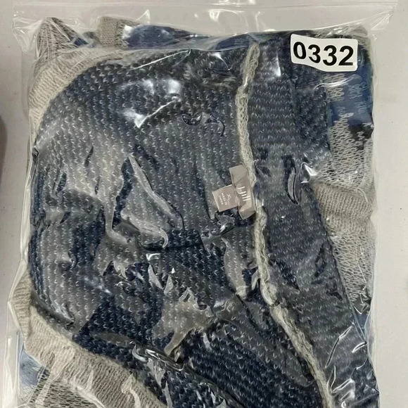 J Jill Vintage 1XL Wool Blend Gray Blue Floral Cardigan Pockets Grandmacore - Picture 12 of 12